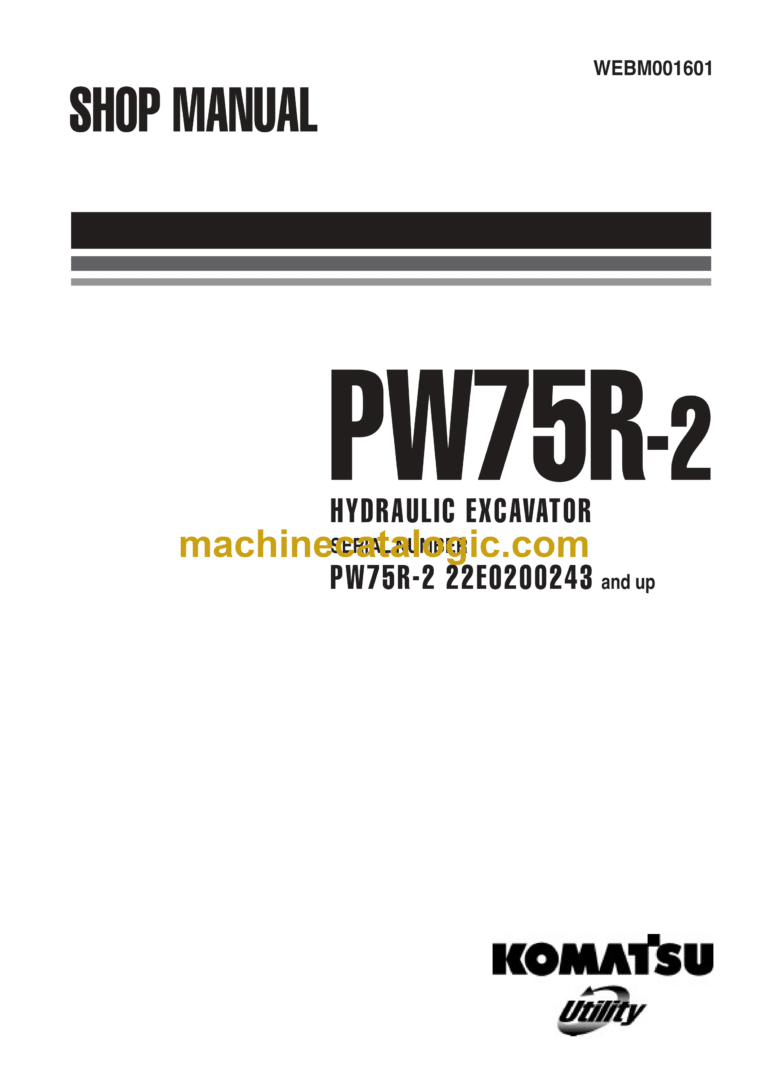 Komatsu PW75R-2 Hydraulic Excavator Shop Manual (WEBM001601)