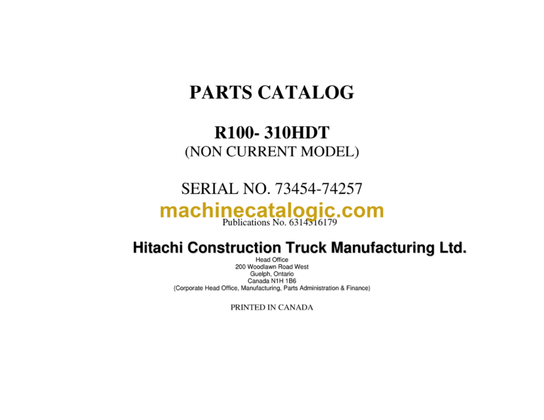 Hitachi R100-310HDT Parts Catalog