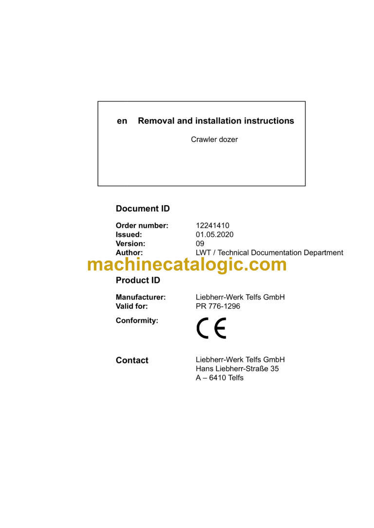 Liebherr PR 776-1296 Crawler Dozer Operating Manual