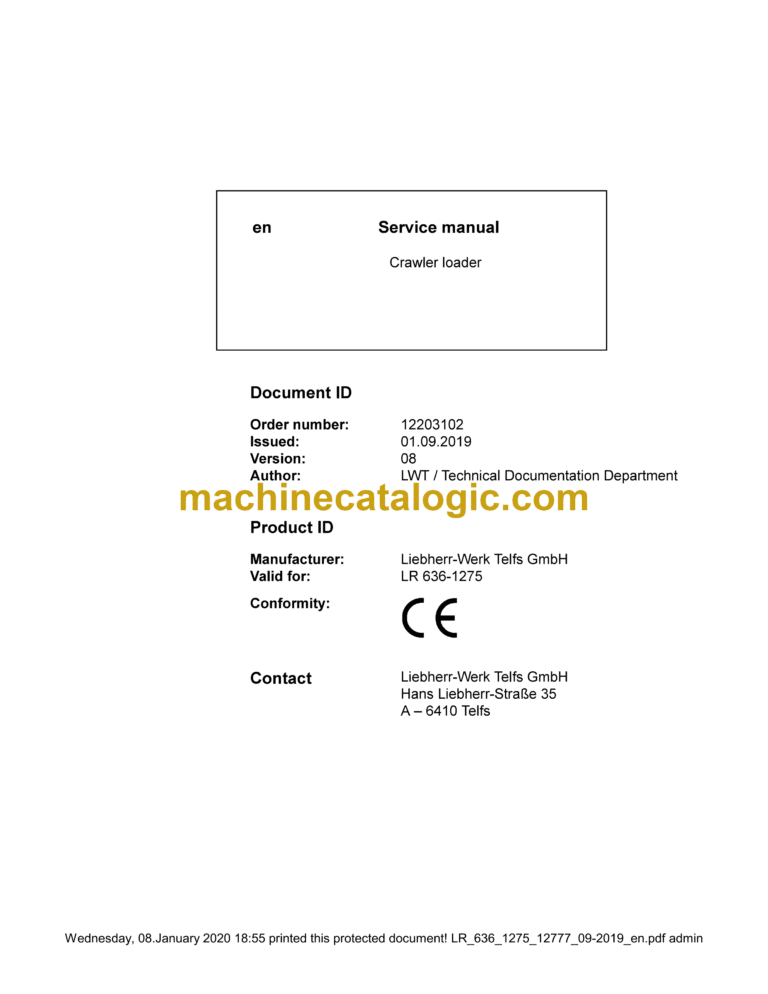 Liebherr LR 636 Crawler Loader Service Manual [1275_12777_09-2019]