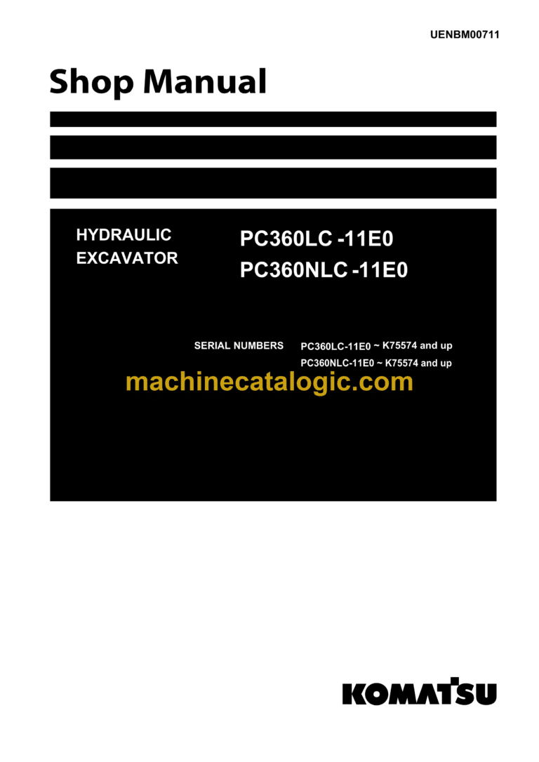 Komatsu PC360LC-11E0, PC360NLC-11E0 Hydraulic Excavator Shop Manual (UENBM00711)