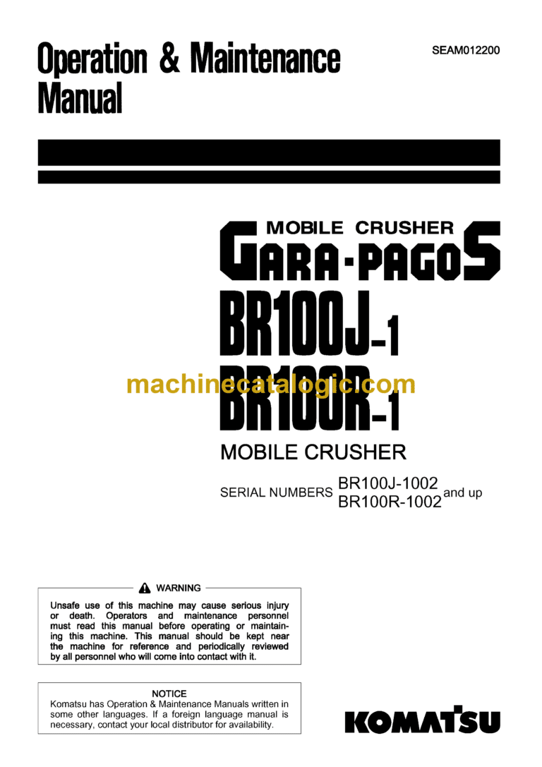 Komatsu BR100J-1, BR100R-1 Mobile Crusher Operation and Maintenance Manual (SEAM012200)