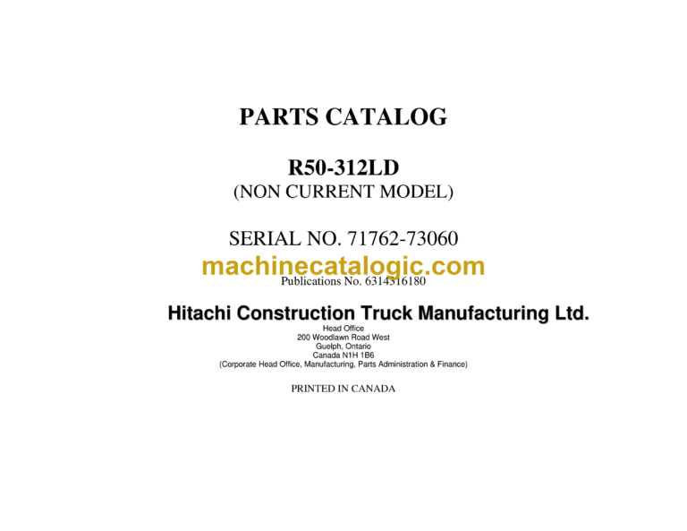 Hitachi R50-312LD Parts Catalog