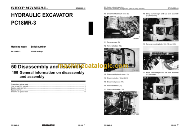 Komatsu PC18MR-3 Compact Hydraulic Excavator Shop Manual (SEN04306-10) - Image 2