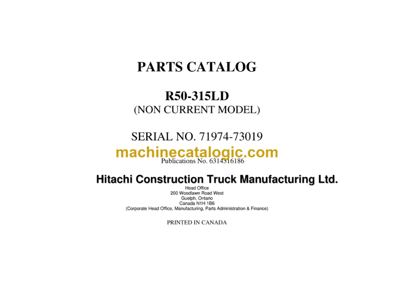 Hitachi R50-315D Parts Catalog