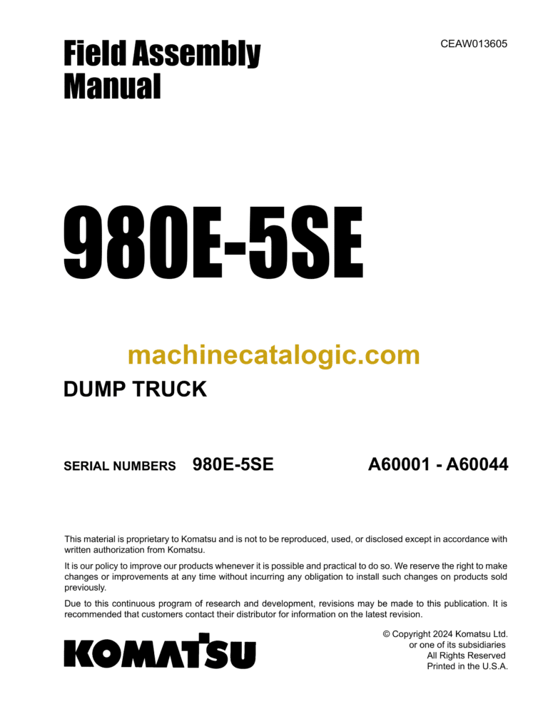 Komatsu 980E-5SE Dump Truck Field Assembly Manual (CEAW013605)