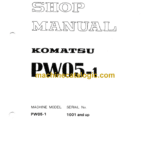 Komatsu PW05-1 Wheeled Excavator Shop Manual (SEBM020L0101)