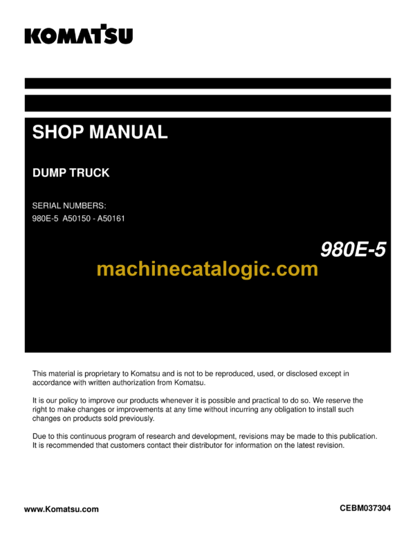 Komatsu 980E-5 Dump Truck Shop Manual (CEBM037304)