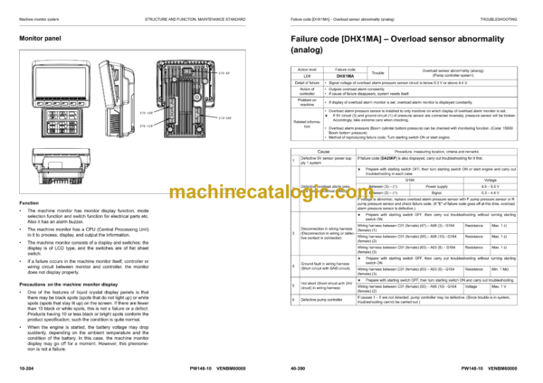 Komatsu PW148-10 Hydraulic Excavator Shop Manual (VENBM60000) - Image 3
