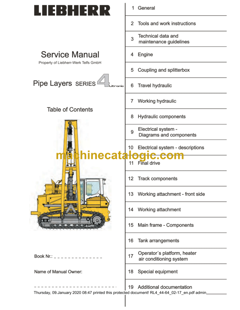 Liebherr PR4 Litronic Crawler Tractor Service Manual [PR4_724-764_01-19]