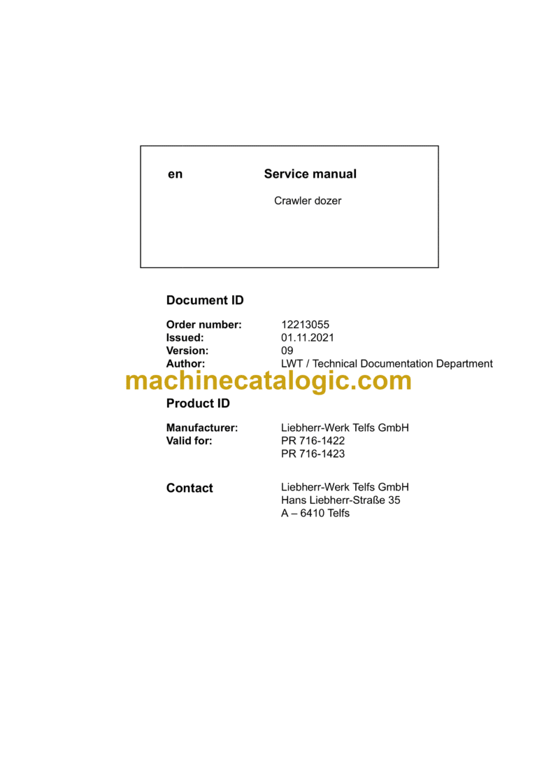 Liebherr PR 716 Crawler Dozer Service Manual [G6.0-D_IV_1422-1423_14279_2021-11-01]