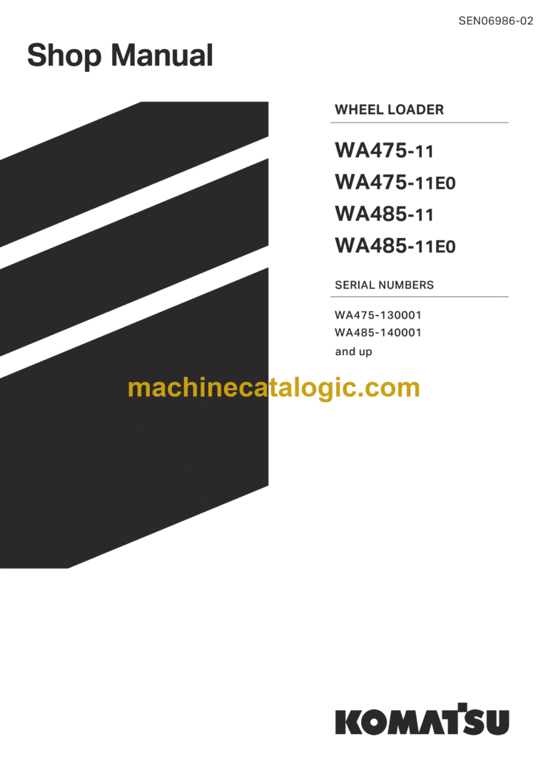 Komatsu WA475-11, WA475-11, E0WA485-11, WA485-11E0 Wheel Loader Shop Manual (SEN06986-02)