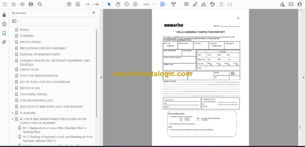 Komatsu D155AXi-8 Bulldozer Field Assembly Manual (GEN00135-05) - Image 2