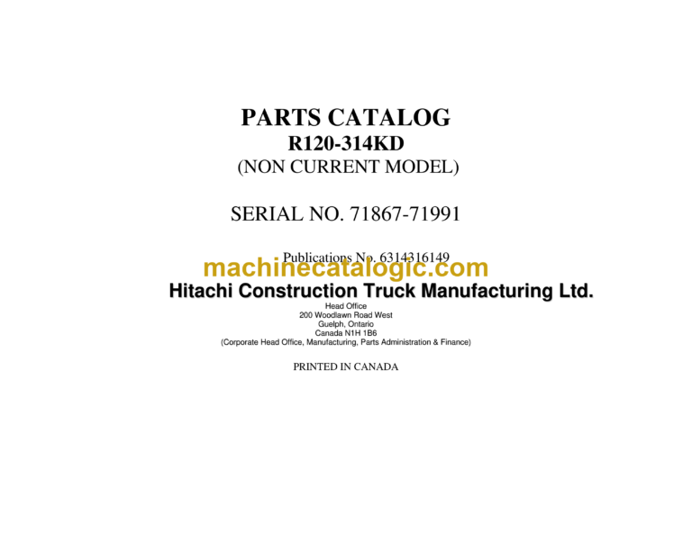 Hitachi R120-314KD Parts Catalog