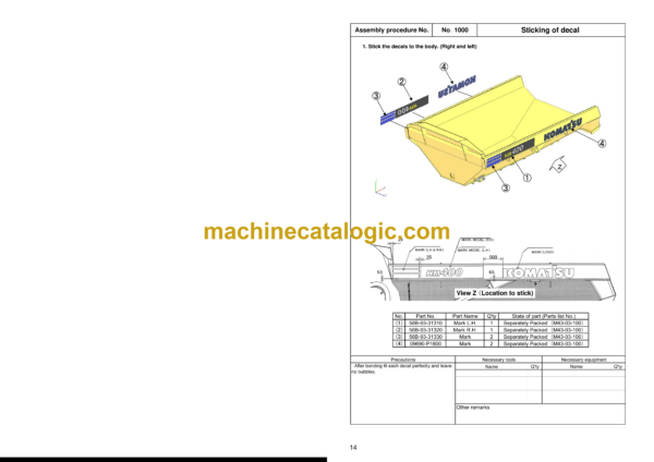 Komatsu HM400-3R Articulated Dump Truck Field Assembly Manual (GEN00124-07) - Image 4