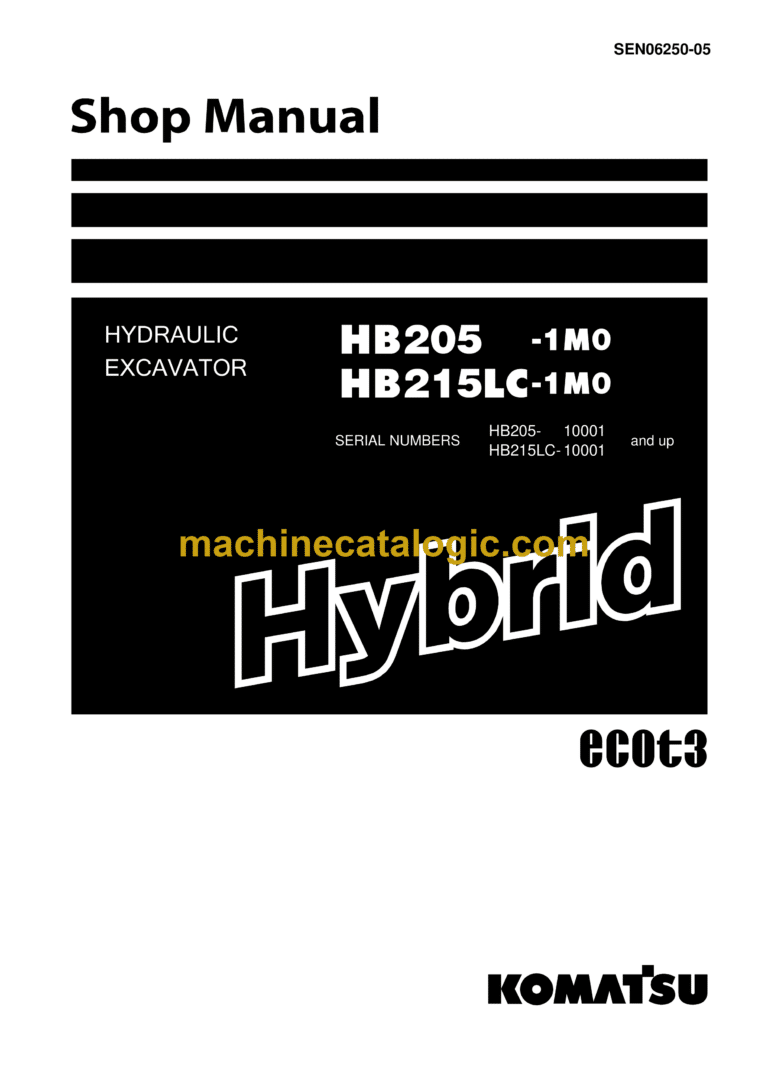 Komatsu HB205-1M0, HB215LC-1M0 Hydraulic Excavator Shop Manual (SEN06250-05)