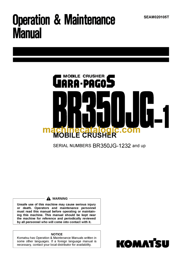 Komatsu BR350JG-1 Mobile Crusher Operation and Maintenance Manual (SEAM020105T)