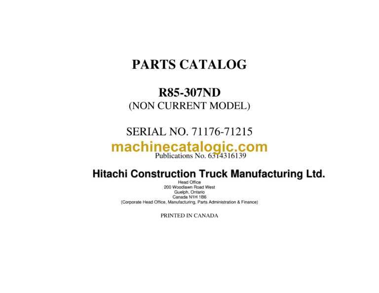 Hitachi R85-307ND Parts Catalog