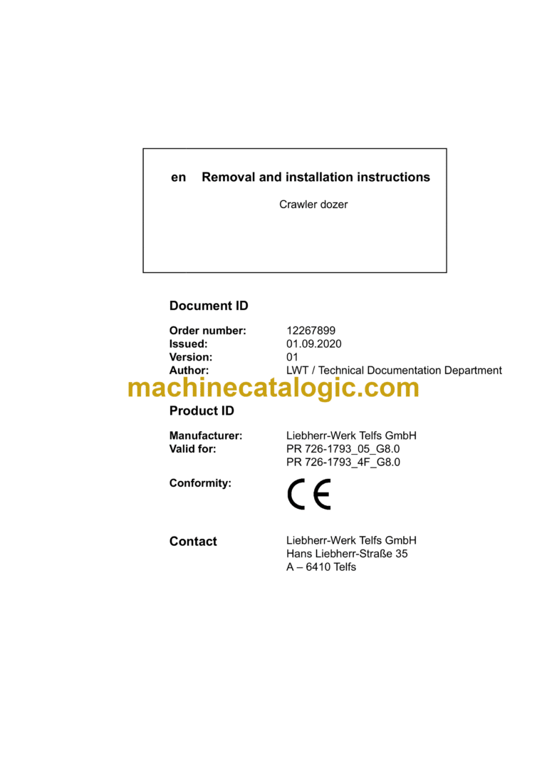 Liebherr PR 726-1793 Crawler Dozer Operating Manual