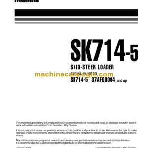 Komatsu SK714-5 Turbo Skid Steer Loader Operation and Maintenance Manual (WEAM003502)