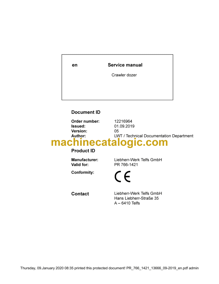 Liebherr PR 766 Crawler Dozer Service Manual [1421_13666_09-2019]