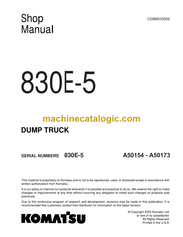 Komatsu 830E-5 Dump Truck Shop Manual (CEBM035506)
