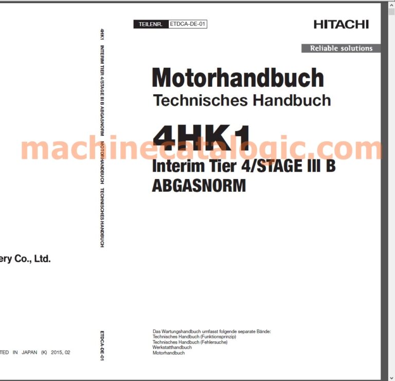 Hitachi 4HK1 Interim Tier 4 - Stage III B – Motorhandbuch & Technisches Handbuch (Deutsch, PDF)