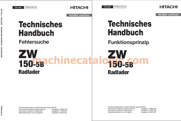 Hitachi ZW150-5B Radlader – Technisches Handbuch (Funktionsprinzip & Fehlersuche – Deutsch – PDF)