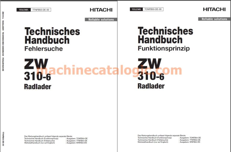 Hitachi ZW310-6 Radlader – Technisches Handbuch (Funktionsprinzip & Fehlersuche, Deutsch, PDF)