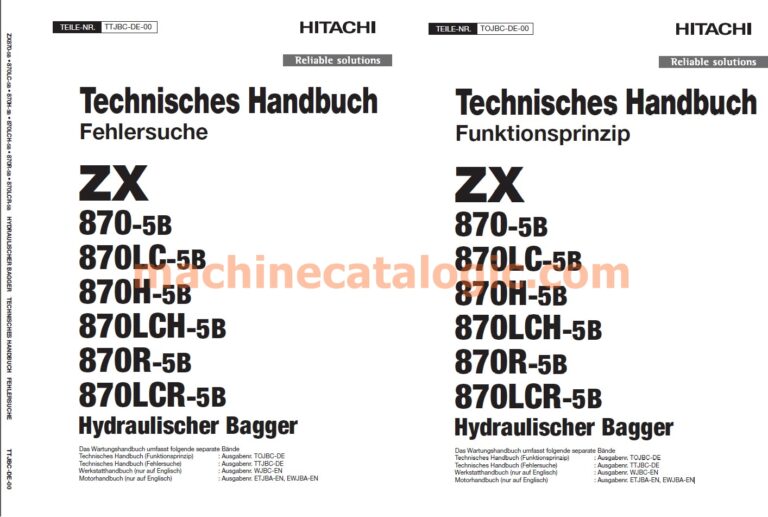Hitachi ZX870-5B Serie – Technisches Handbuch (Funktionsprinzip & Fehlersuche, Deutsch, PDF)
