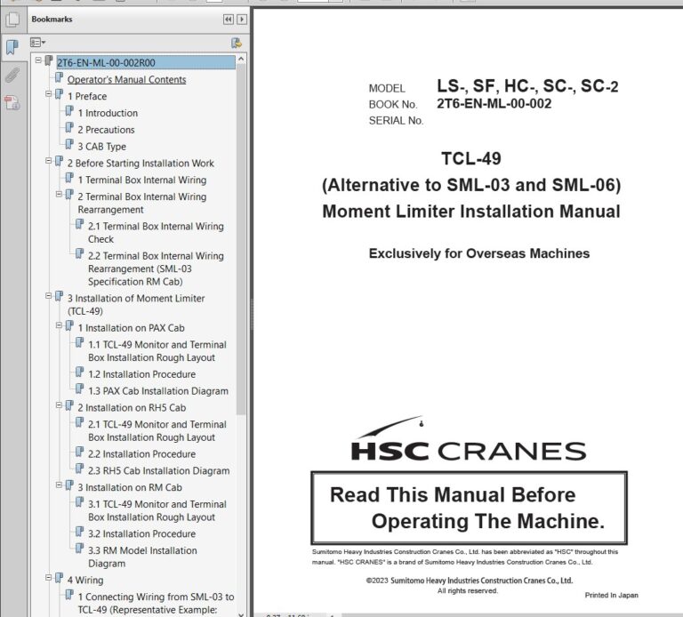 Operator's Manual SCX1500A-3C4 Hydraulic Crawler Crane