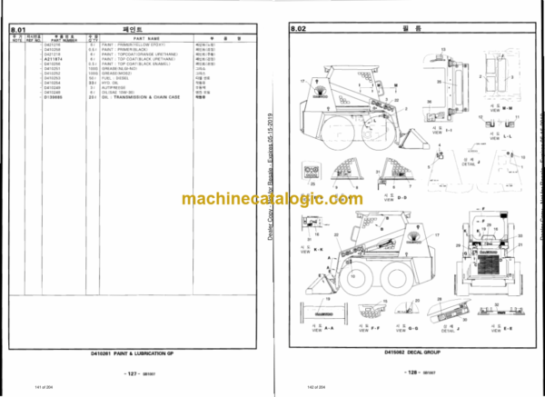 Daewoo DSL601 Skid Steer Loader Parts Manual - Image 3