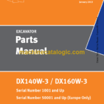 Doosan DX140W-3 Wheeled Excavator Parts Manual (Serial Number 1001 and Up)