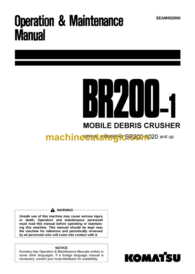 Komatsu BR200-1 Mobile Debris Crusher Operation and Maintenance Manual (SEAM002900)