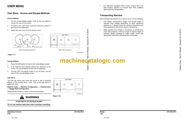 Doosan DX140LCR-5 Excavator Operation and Maintenance Manual (Serial Number 1001 and Up) - Image 4