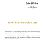 Daewoo Solar 290LC-V Excavator Operation and Maintenance Manual (Serial Number 0001 and Up)