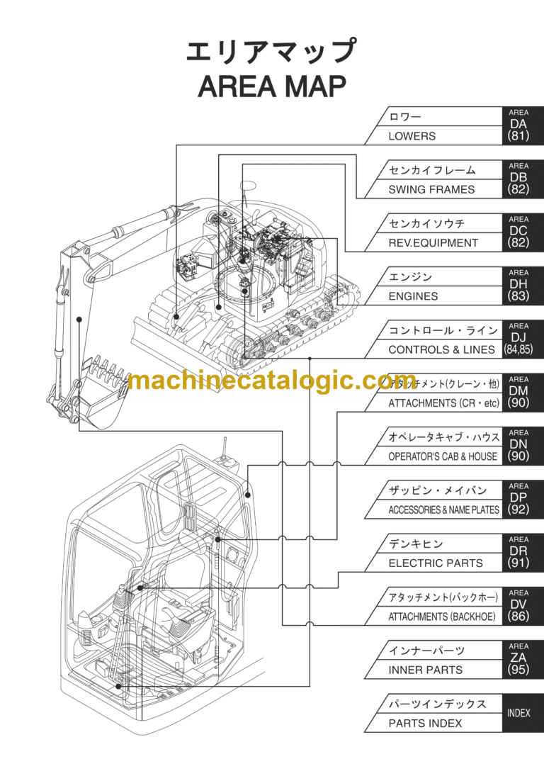 Sumitomo SH135X-3B Hydraulic Excavator Parts Manual (WCLA135B37BH, WCLA135B37BB)