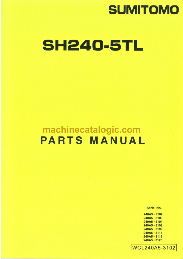 Sumitomo SH240-5TL Hydraulic Excavator Parts Manual (WCL240A5-3102)