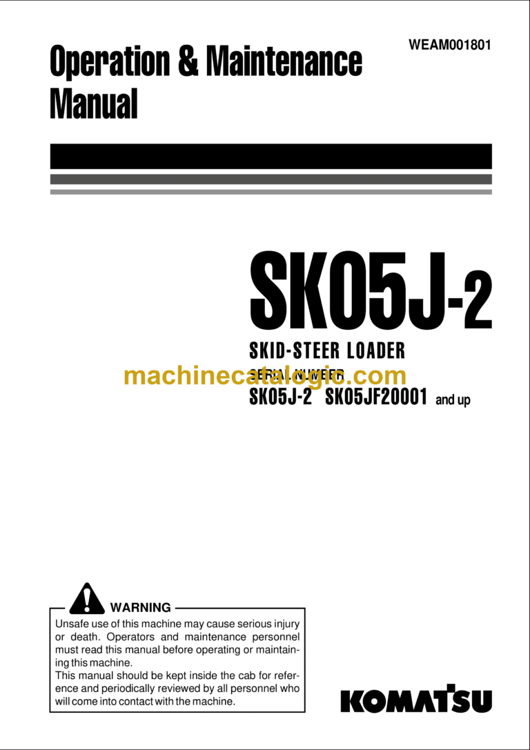 Komatsu SK05J-2 Skid Steer Loader Operation and Maintenance Manual (WEAM001801)