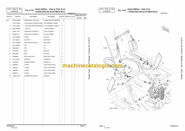 Doosan DX140LC-5 Excavator Parts Manual (Serial Number 1001 and Up) - Image 2