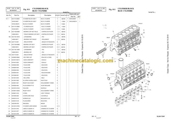 Doosan DL200 TONY Wheel Loader Parts Manual (Serial Number 5001 and Up) - Image 2