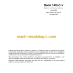 Daewoo Solar 140LC-V Excavator Operation and Maintenance Manual (Serial Number 1001 and Up)