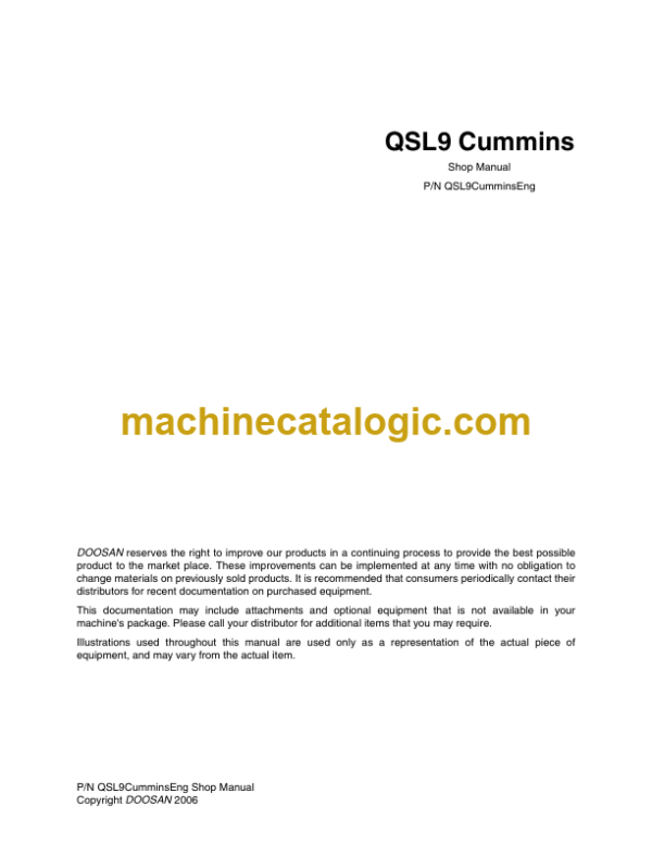 Doosan QSL9 Cummins Shop Manual (QSL9CumminsEng)