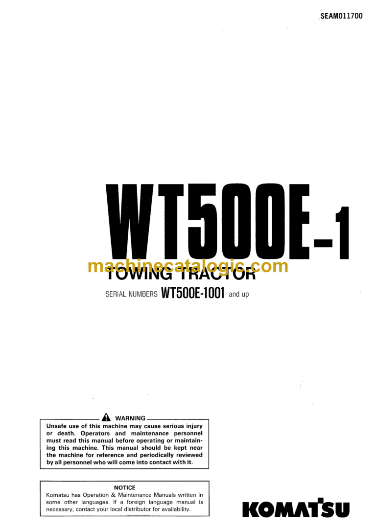 Komatsu WT500E-1 Towing Tractor Shop Manual (SEAM011700)
