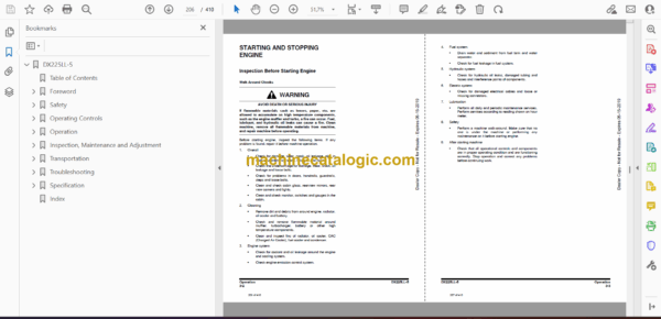 Doosan DX225LL-5 Excavator Operation and Maintenance Manual (Serial Number 10001 and Up) - Image 2