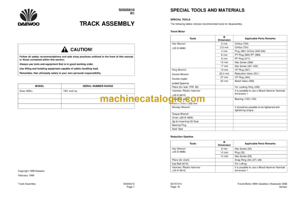 Doosan Solar 290LL Excavator Shop Manual (Serial Number 1001 and Up) - Image 4