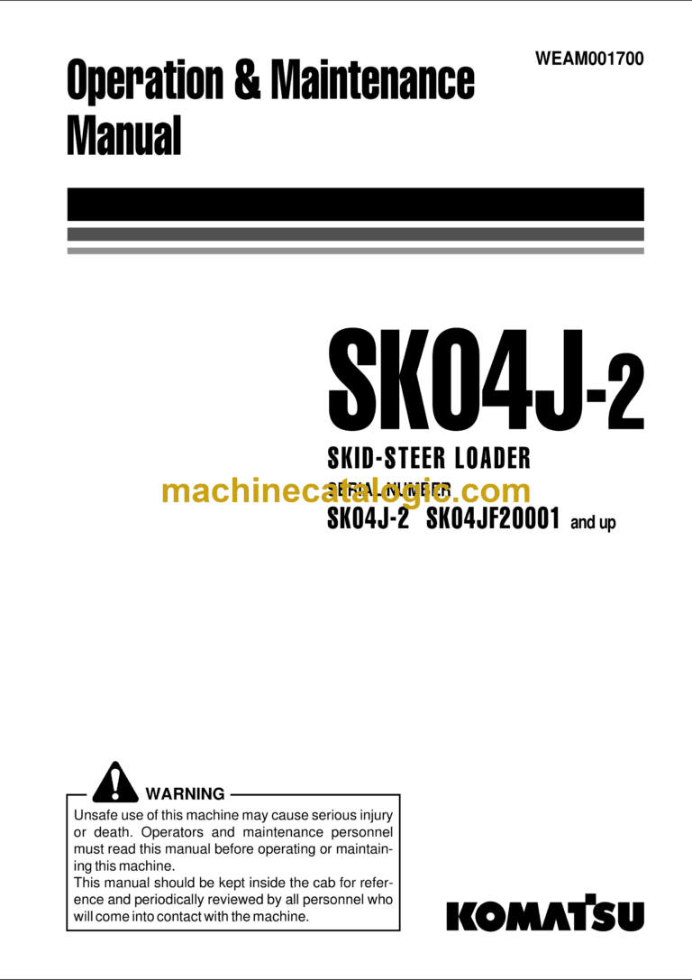 Komatsu SK04J-2 Skid Steer Loader Operation and Maintenance Manual (WEAM001700)