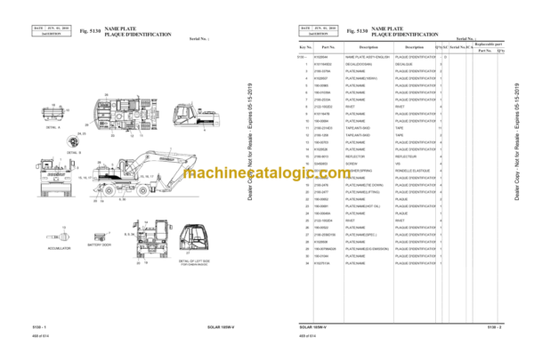 Doosan Solar 185W-V Wheeled Excavator Parts Manual - Image 2