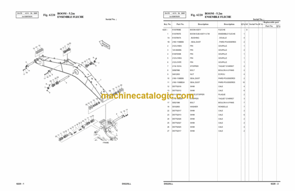 Doosan DX225LL Excavator Parts Manual (Serial Number 5001 and UP) - Image 2