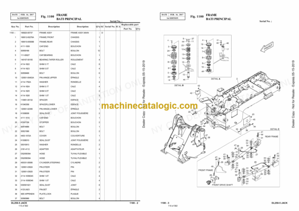 Doosan DL250-5JACK Wheel Loader Parts Manual (Serial Number 10001 and Up) - Image 2